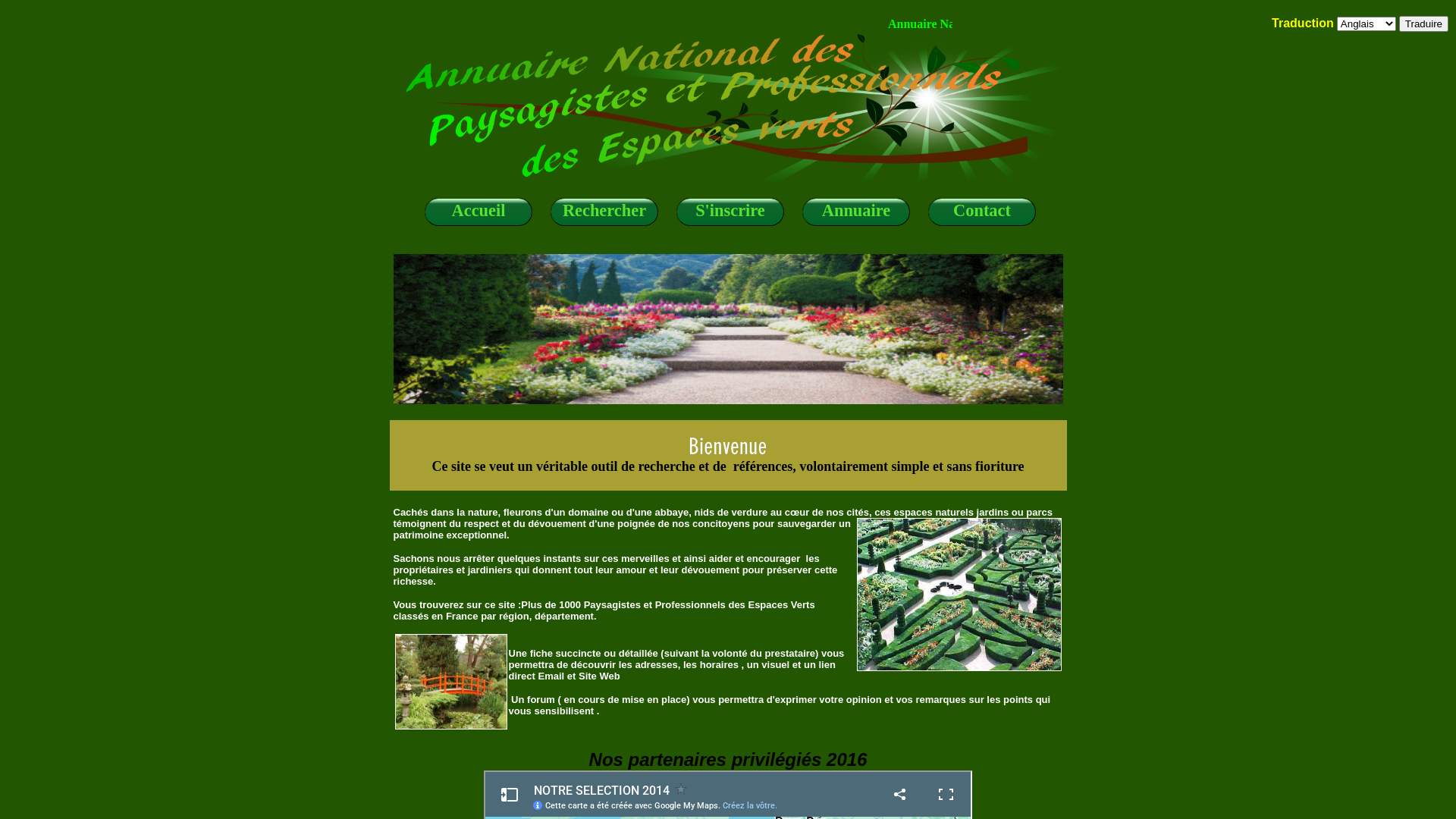 Capture d'écran de Annuaire France des Paysagistes et Professionnels des Espaces Verts