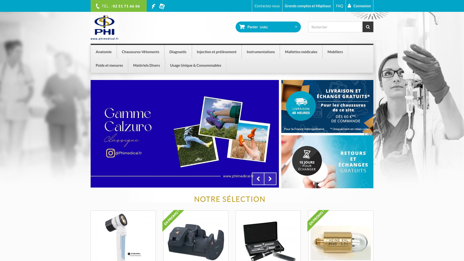 Capture d'écran de Distributeur de matériel médical, de matériel de diagnostic médical, de sabots de bloc opératoire.