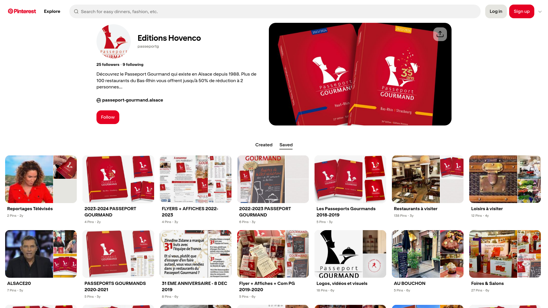 Capture d'écran de Pinterest du Passeport Gourmand