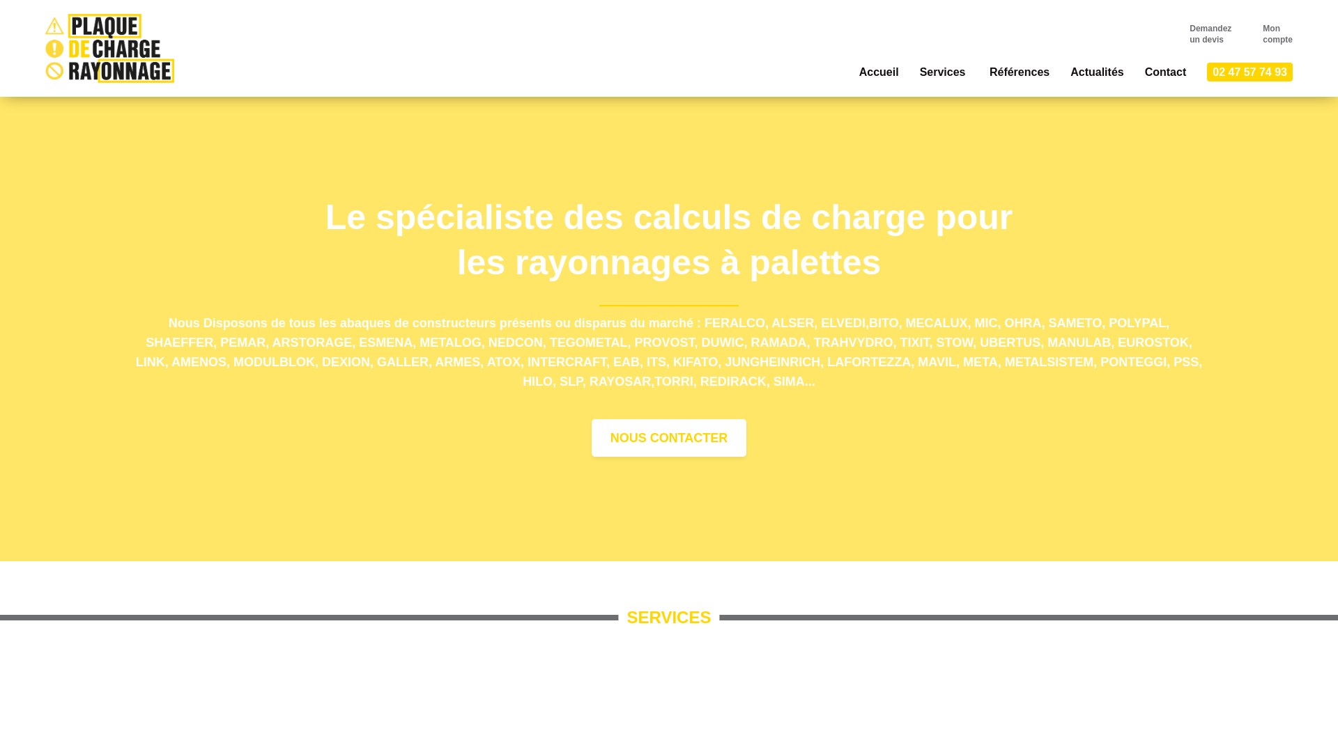 Capture d'écran de Www.plaquedechargerayonnage.fr est un bureau d’étude indépendant des constructeurs de rayonnage métallique, spécialisé dans la création de plaque de charge de racks.