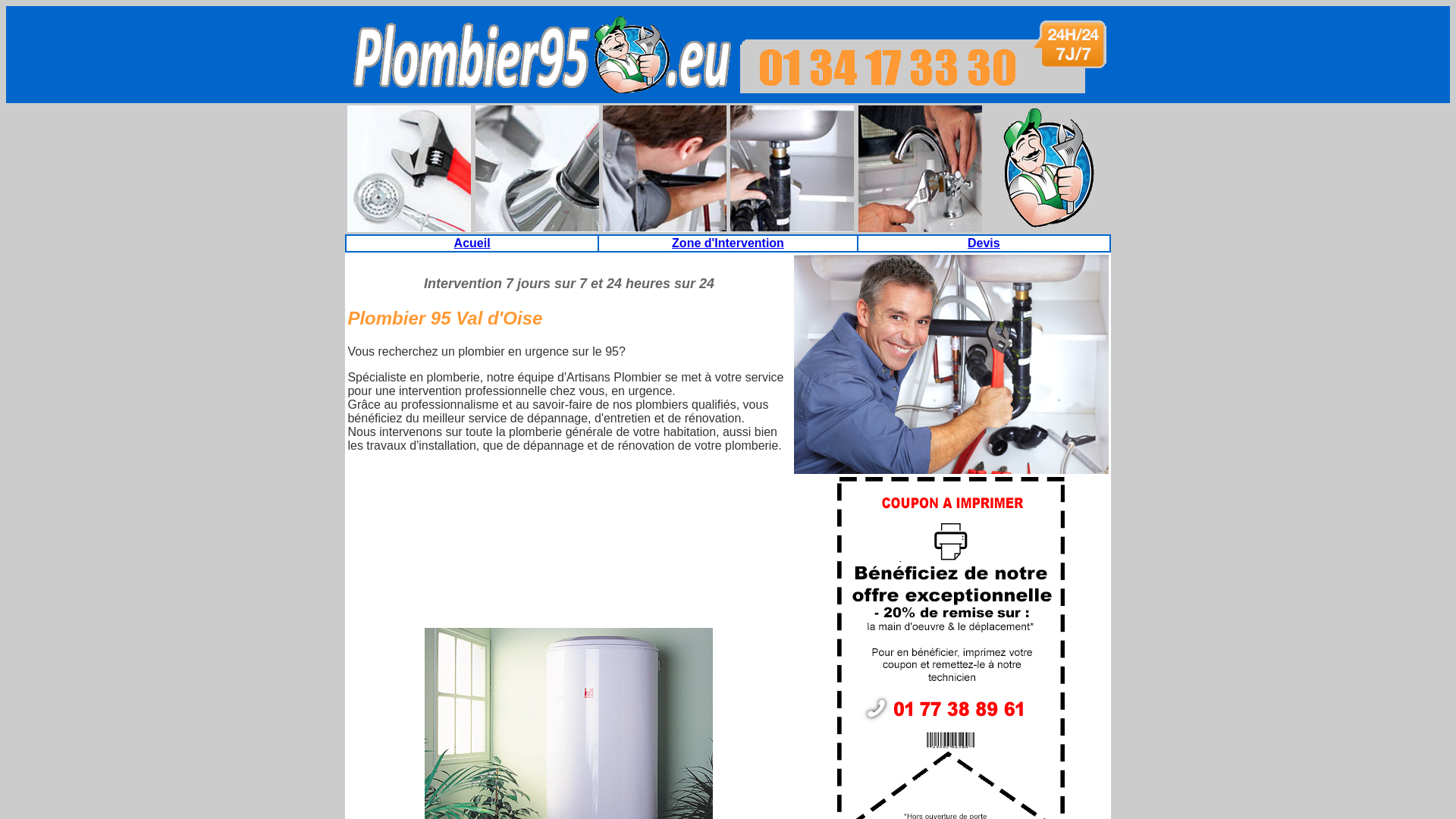 Capture d'écran de Plombier 95 - Plombier Val d'Oise