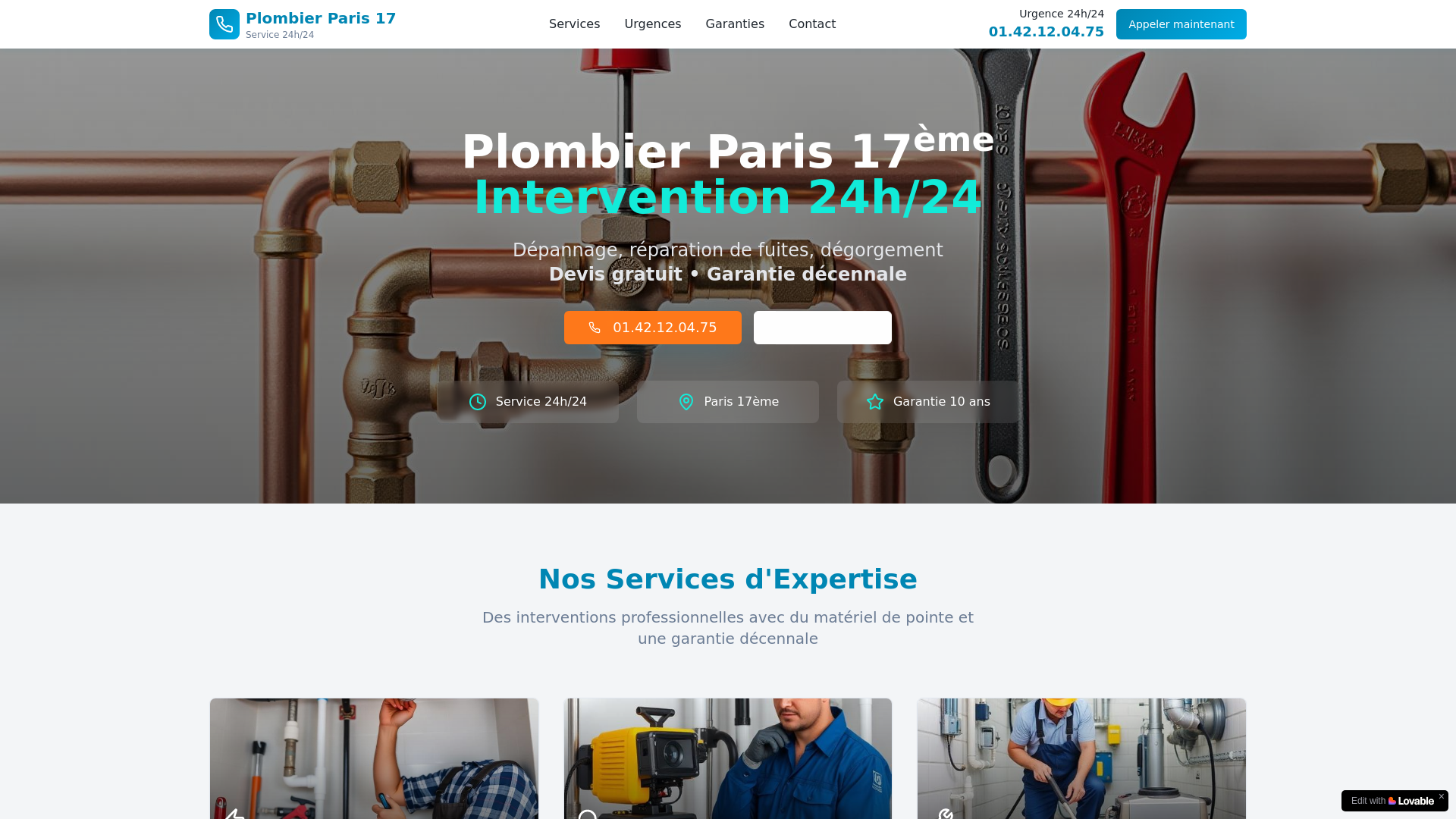 Capture d'écran de Plombier paris 17