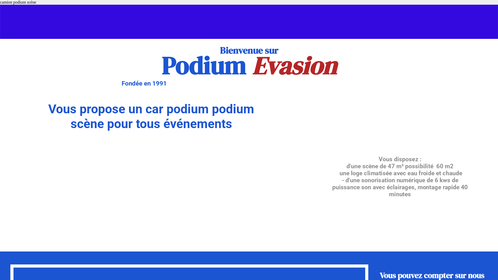 Capture d'écran de Car podium ou camion podium avec scène mobile de 47 m2 partout en France Spectacle, animation