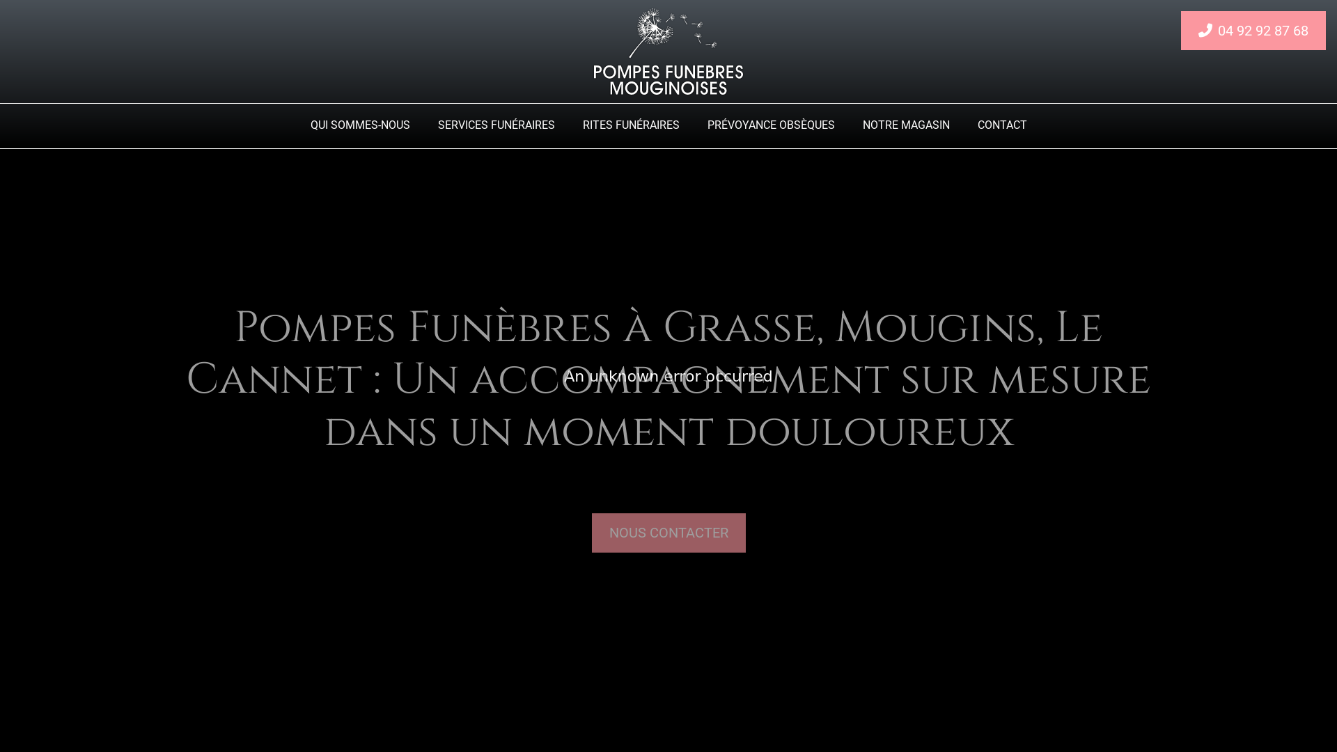 Capture d'écran de POMPES FUNEBRES MOUGINOISES ENTREPRISE INDEPENDANTE AU SERVICE DES FAMILLES , INTERVENTION SUR TOUT LE DEPARTEMENT, AMBULANCE LOCALE 24H/24 ET 7J/7 , SERVICE DE QUALITE  04 92 92 87 68