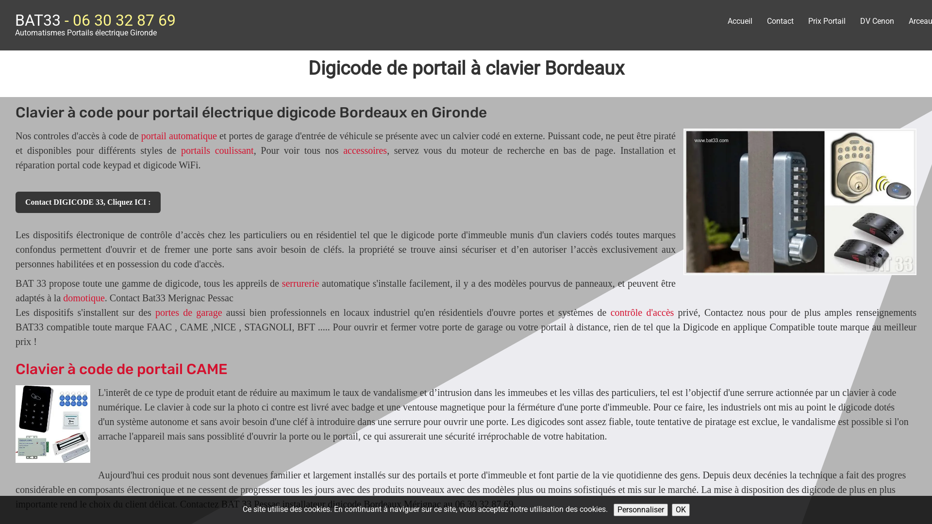 Capture d'écran de Digicode de portail à clavier Bordeaux