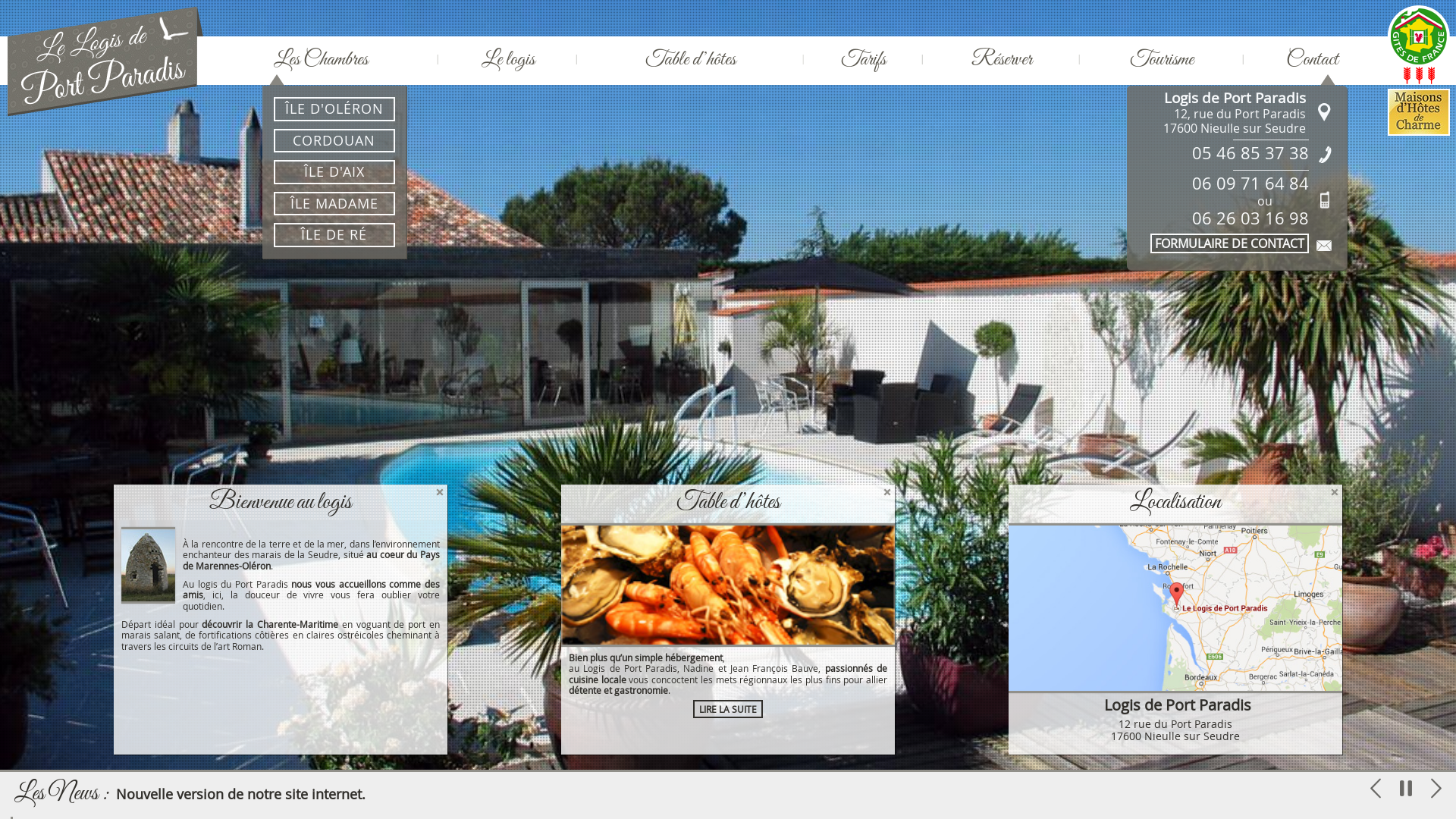 Capture d'écran de Le logis de port paradis - location de chambres d hote de charme en charente maritime