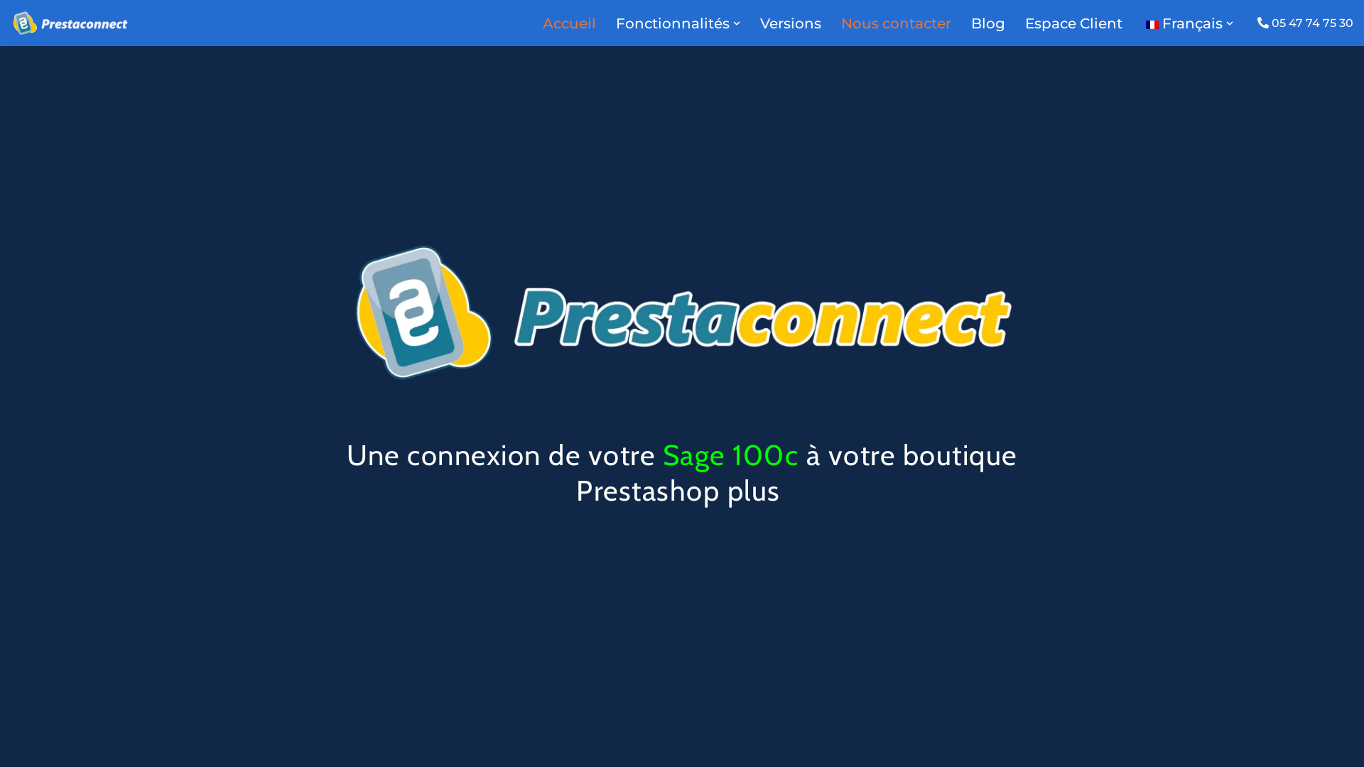 Capture d'écran de Connectez votre gestion commerciale  Sage 100 à votre boutique Prestashop