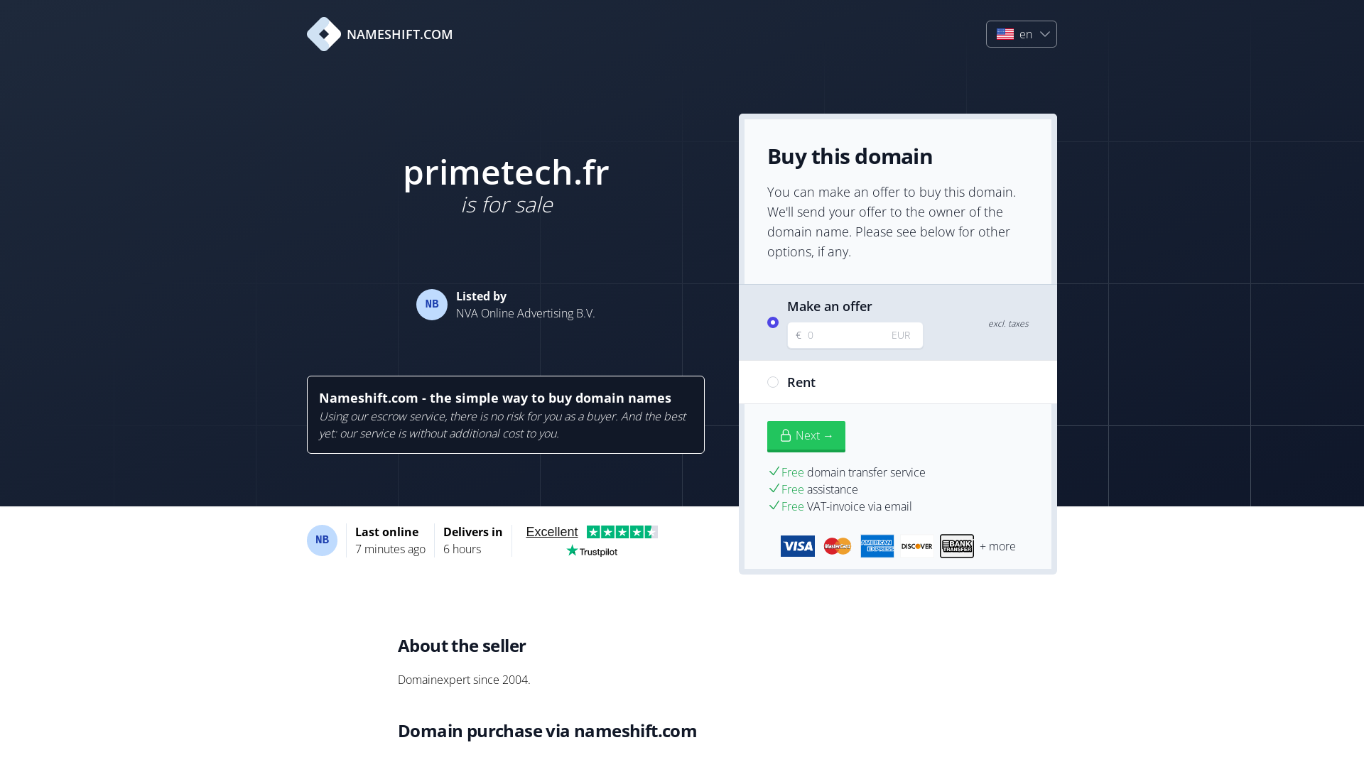 Capture d'écran de Prime Tech : solutions de brumisation