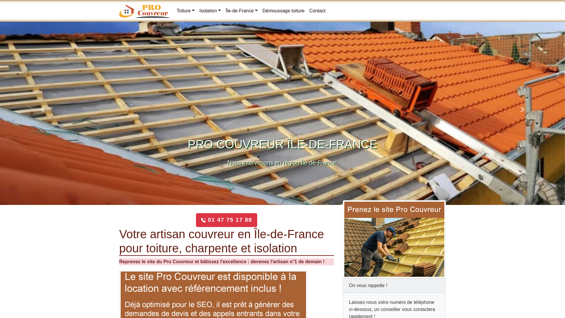 Capture d'écran de Artisan couvreur : Entreprise de couverture toiture Île-de-France