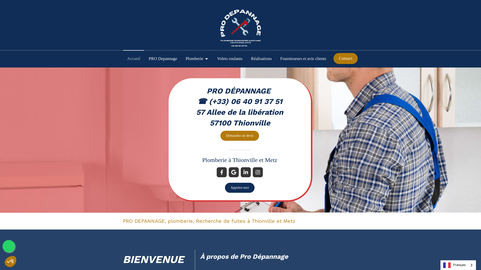 Capture d'écran de PRODEPANNAGE.COM Dépannage plomberie, serrurerie, électricité, etc
Prix en ligne  