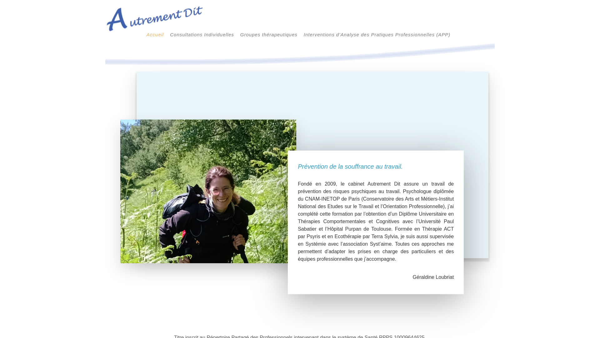 Capture d'écran de Géraldine Loubriat, Psychologue - Psychoautrementdit.com