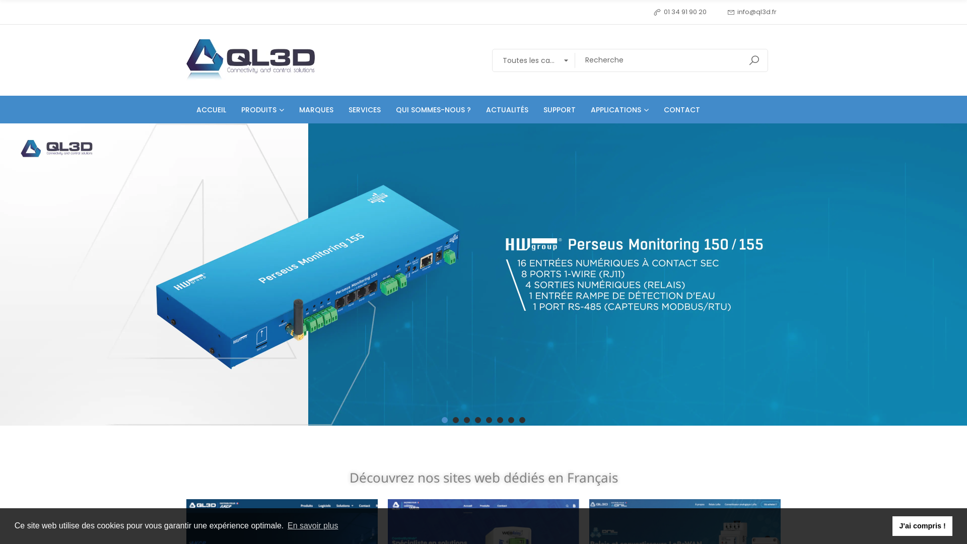 Capture d'écran de QL3D, distributeur spécialisé Ethernet industriel, connectivité série, M2M, supervision environnementale sur IP et IoT