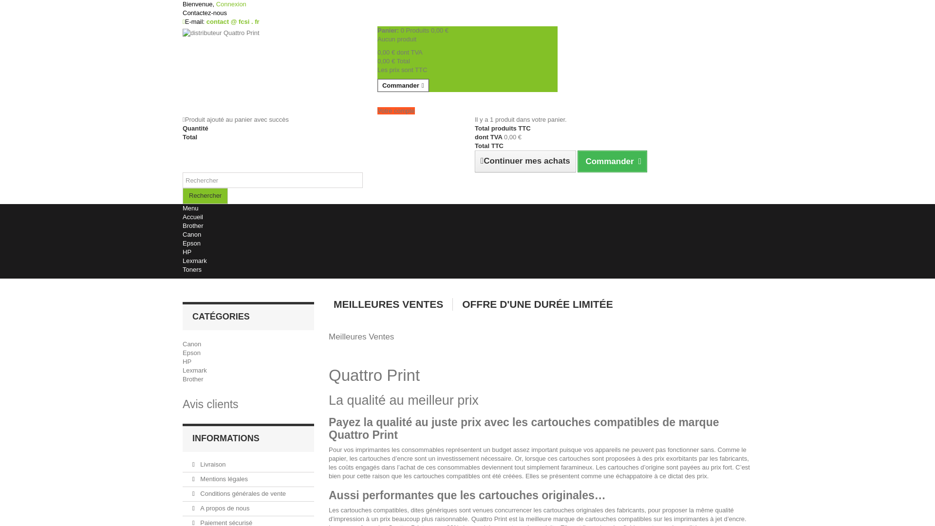 Capture d'écran de Quattro Print : La marque référence de vos cartouches d'encre !