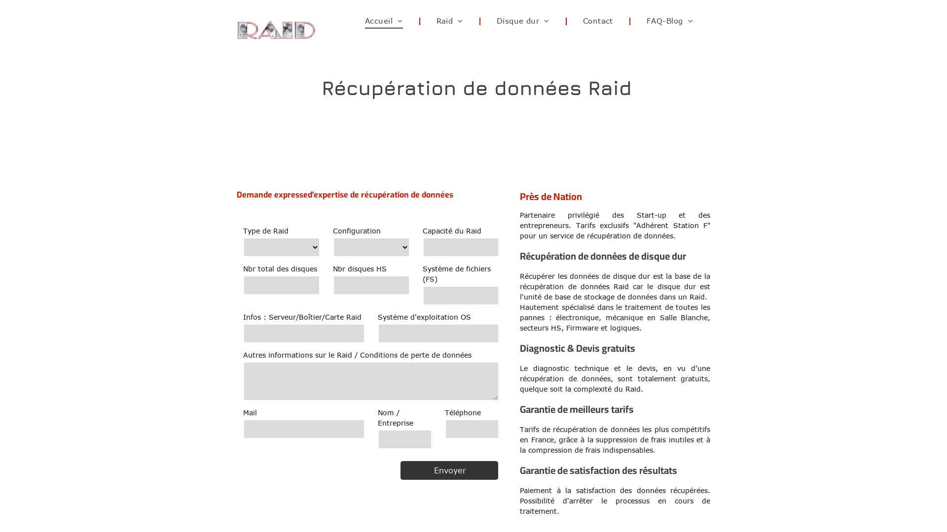 Capture d'écran de Récupération de données Raid, Nas et drobo
