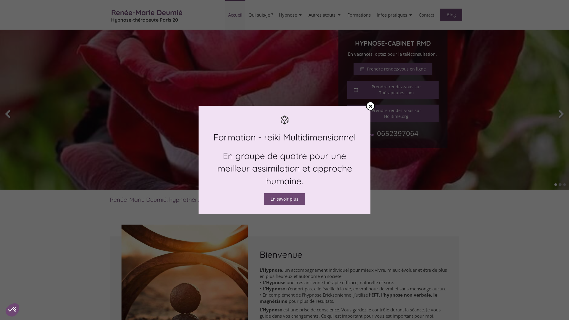 Capture d'écran de Renée-Marie Deumié : Hypnothérapeute Expert à Paris - Techniques Avancées pour le Bien-Être