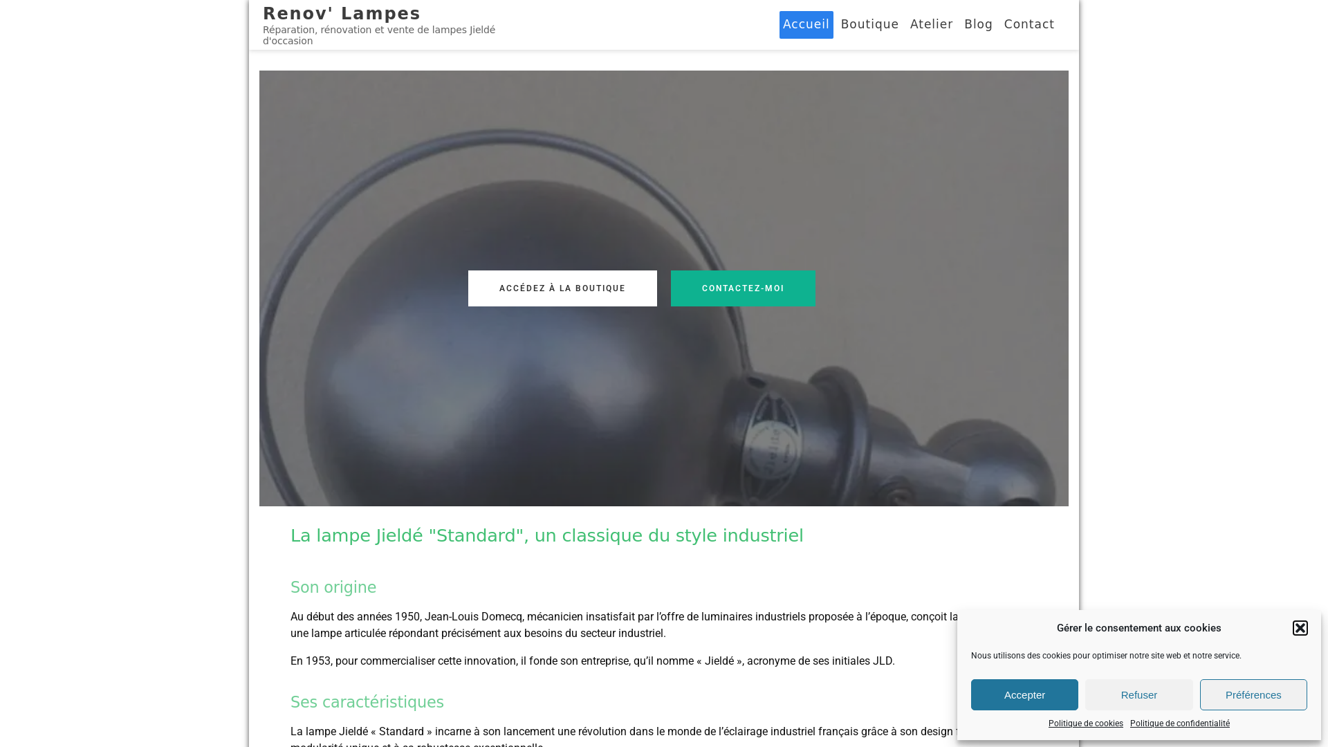 Capture d'écran de Expert des lampes Jieldé d'occasion rénovées