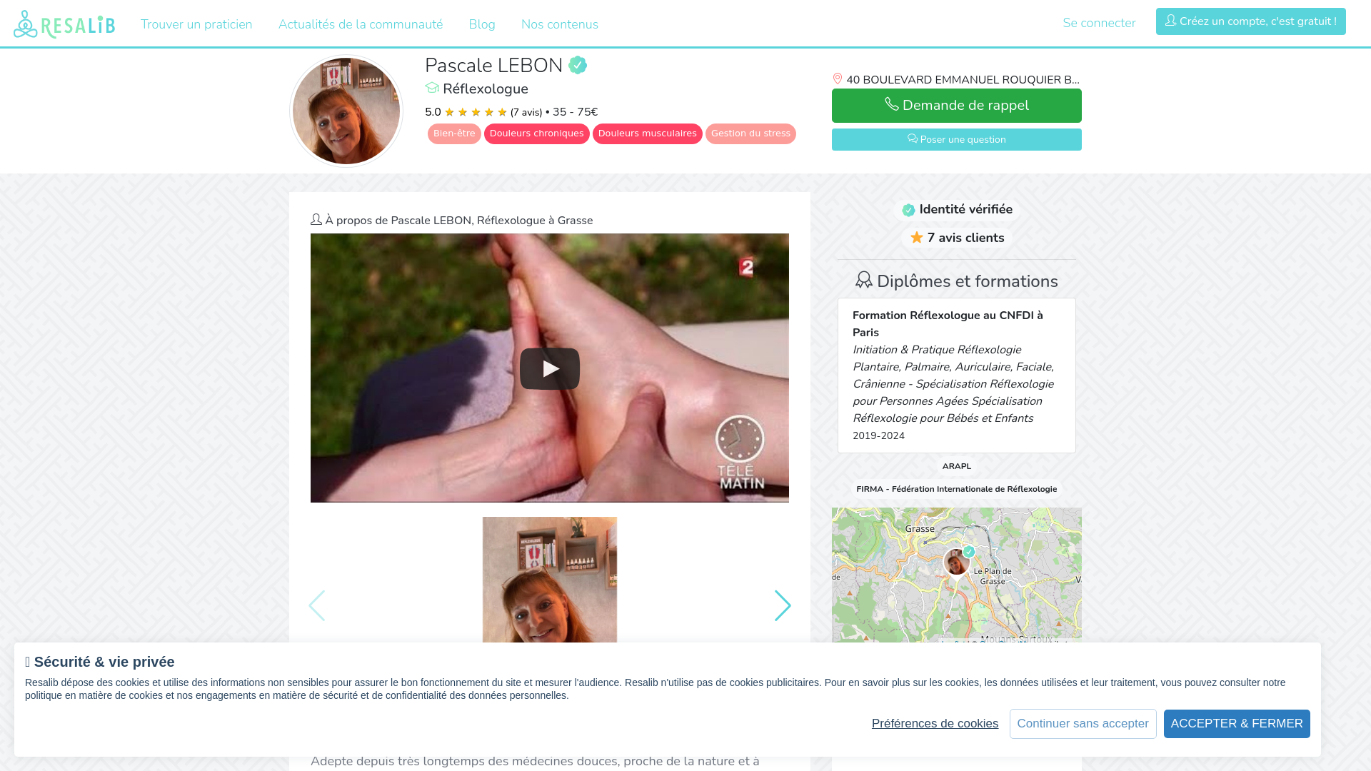Capture d'écran de PASCALE LEBON REFLEXOLOGUE