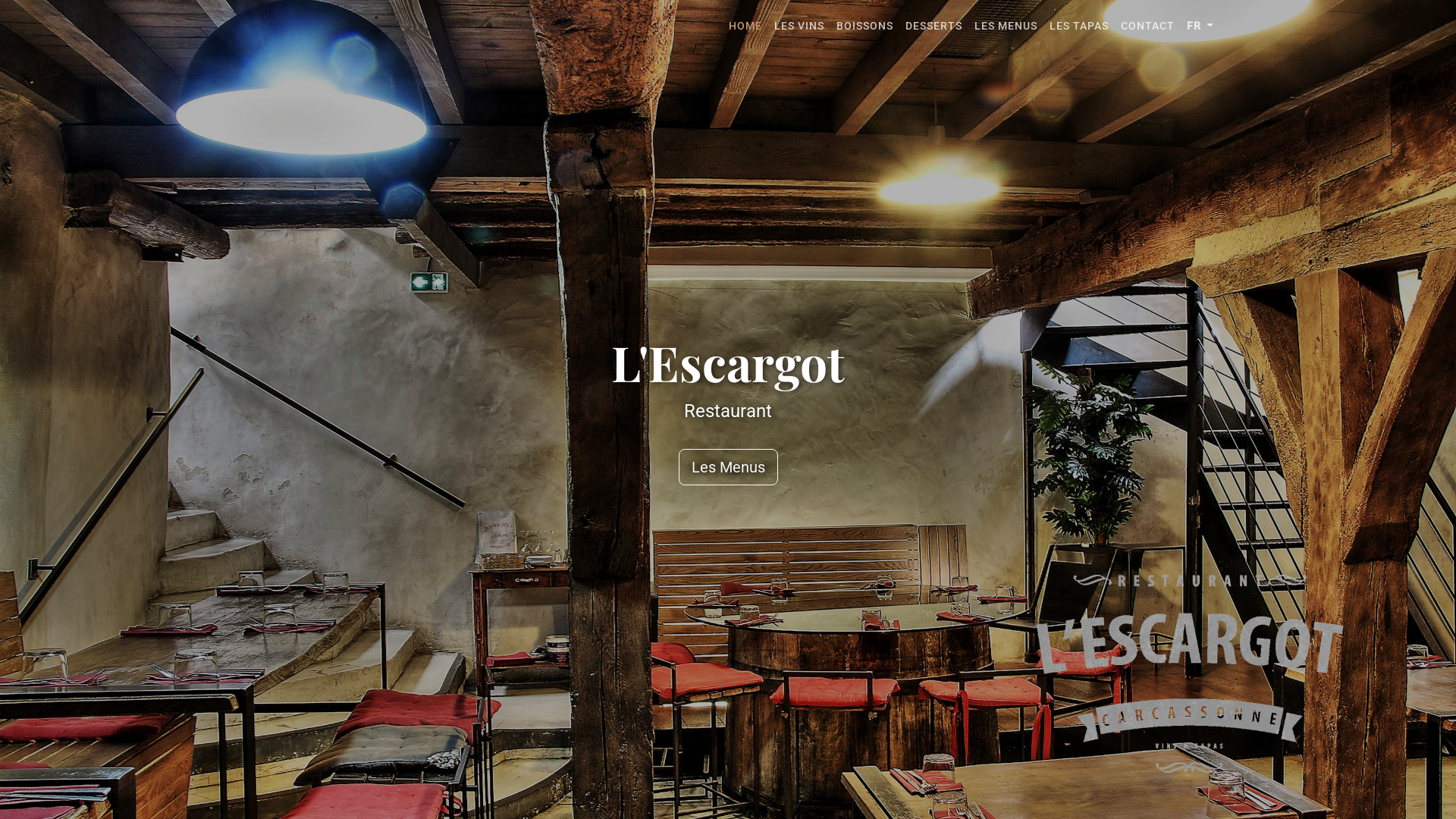 Capture d'écran de Restaurant l'Escargot - Cité de Carcassonne - Bar à Tapas - Bar à Vins - Menu du jour 6 Spécialités Tapas dans la Cité de Carcassonne.