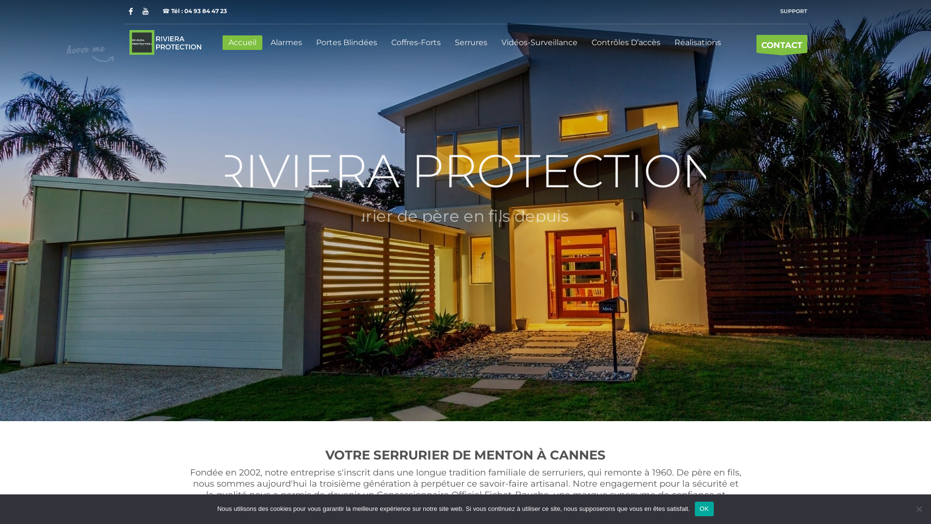 Capture d'écran de Riviera Protection
Dépannage Serrurerie 24h/24 7j/7
