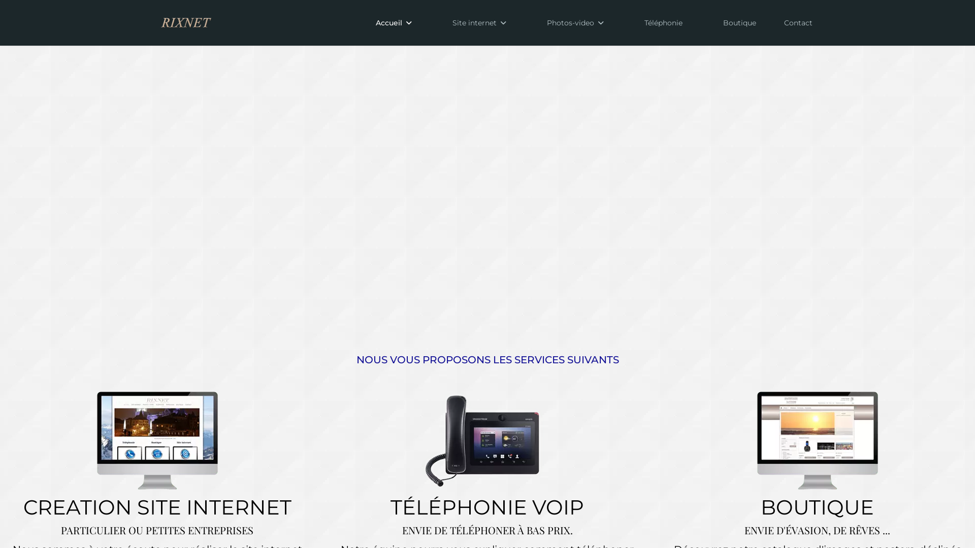 Capture d'écran de Rixnet : Création de site internet