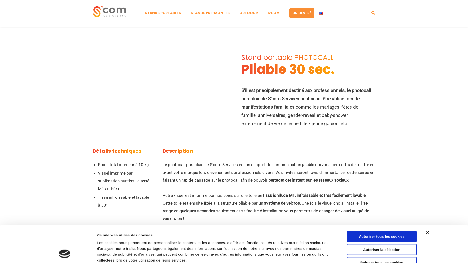 Capture d'écran de Stand portable PHOTOCALL
Pliable 30 sec.