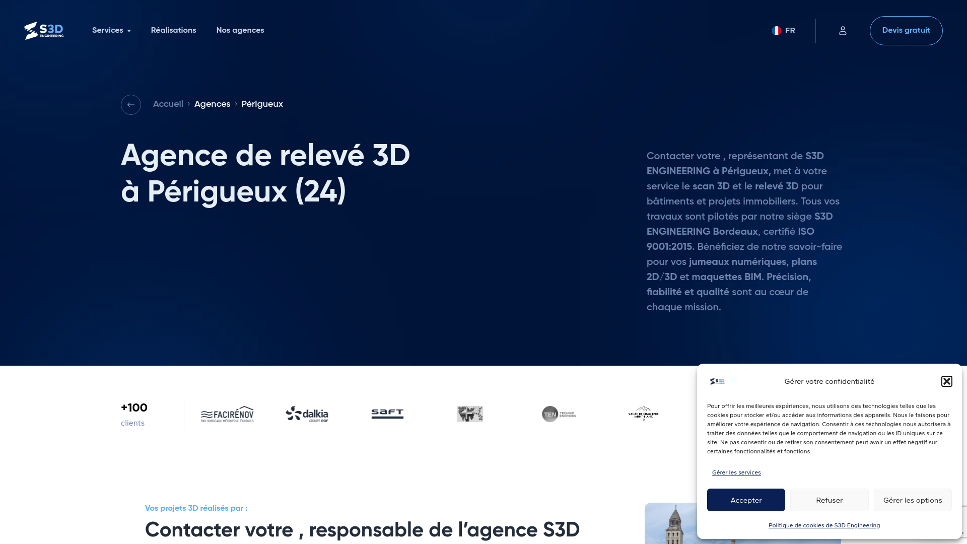 Capture d'écran de Agence de Scan 3D  batiments et industries Périgueux
