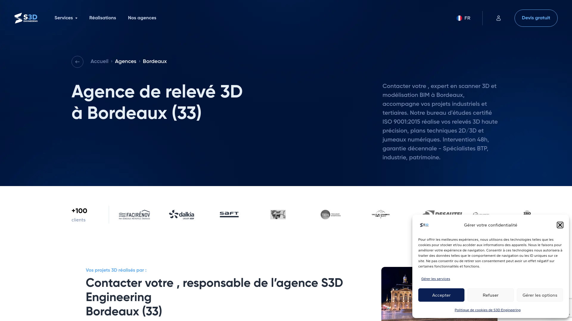 Capture d'écran de Agence de Scan 3D Bordeaux