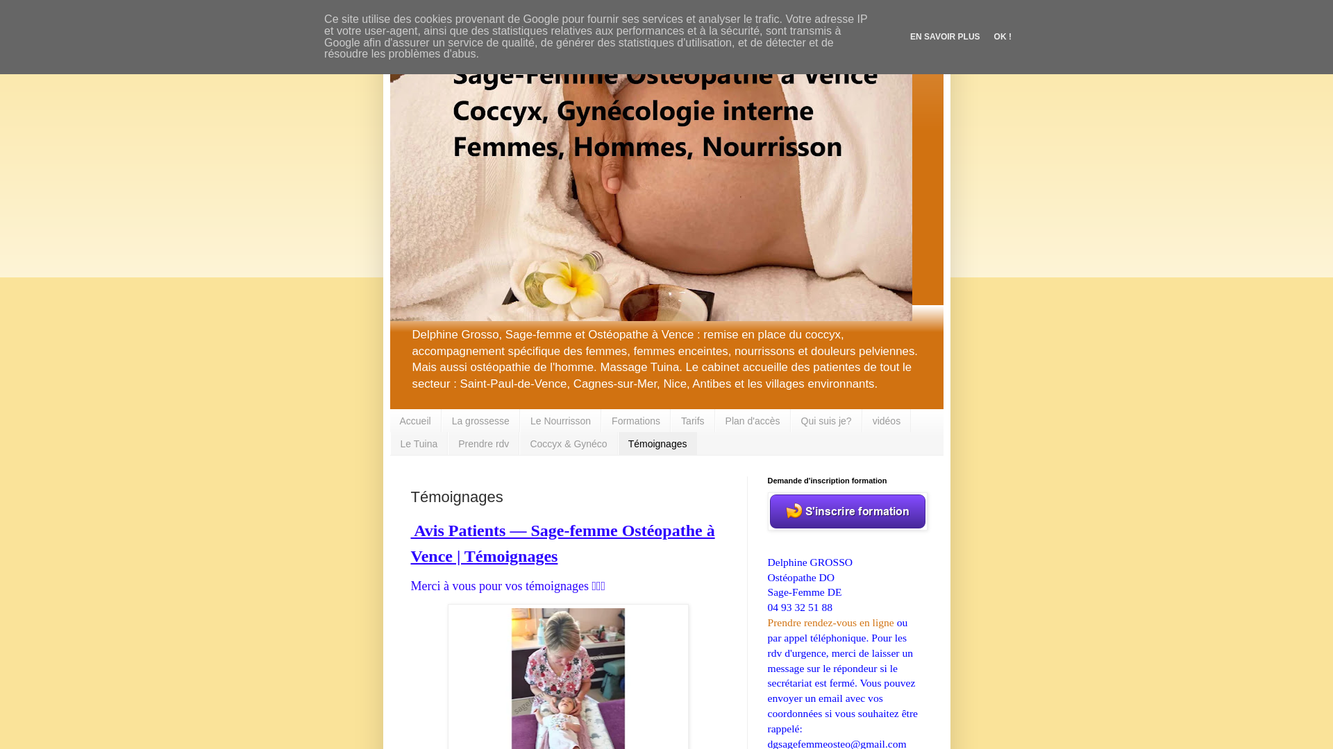 Aperçu de Avis Patients — Sage-femme Ostéopathe à Vence | Témoignages