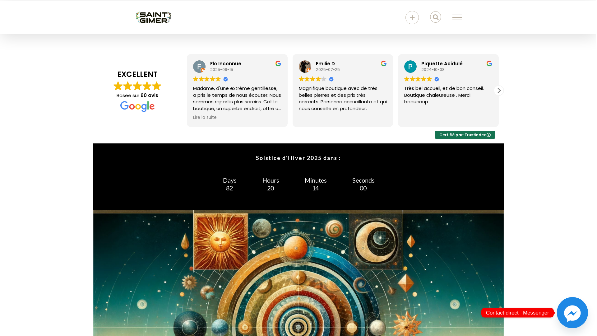 Capture d'écran de Boutique Saint-Gimer - Carcassonne (Minéraux, Pendules, Encens, Articles religieux, Bougies, Pierres) - Bijoux en pierres semi-pécieuses et rares - Aude