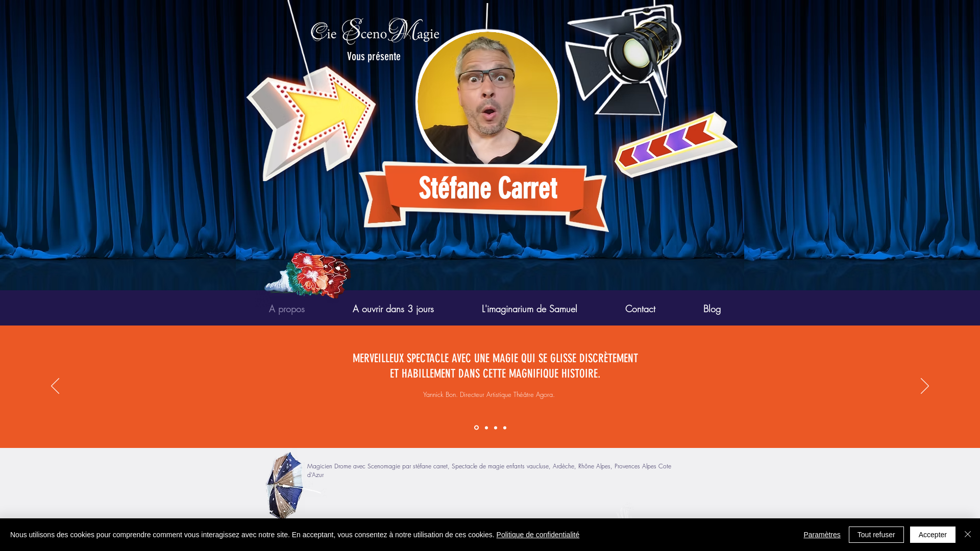 Capture d'écran de Magicien Drome, spectacle de magie|Scenomagie par stéfane carret|scenomagie.com