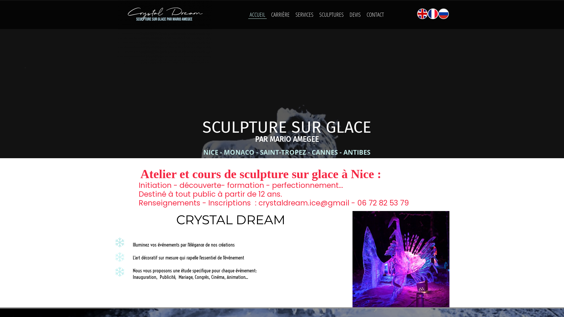 Capture d'écran de Sculpture sur glace, crystaldream mario AMEGEE