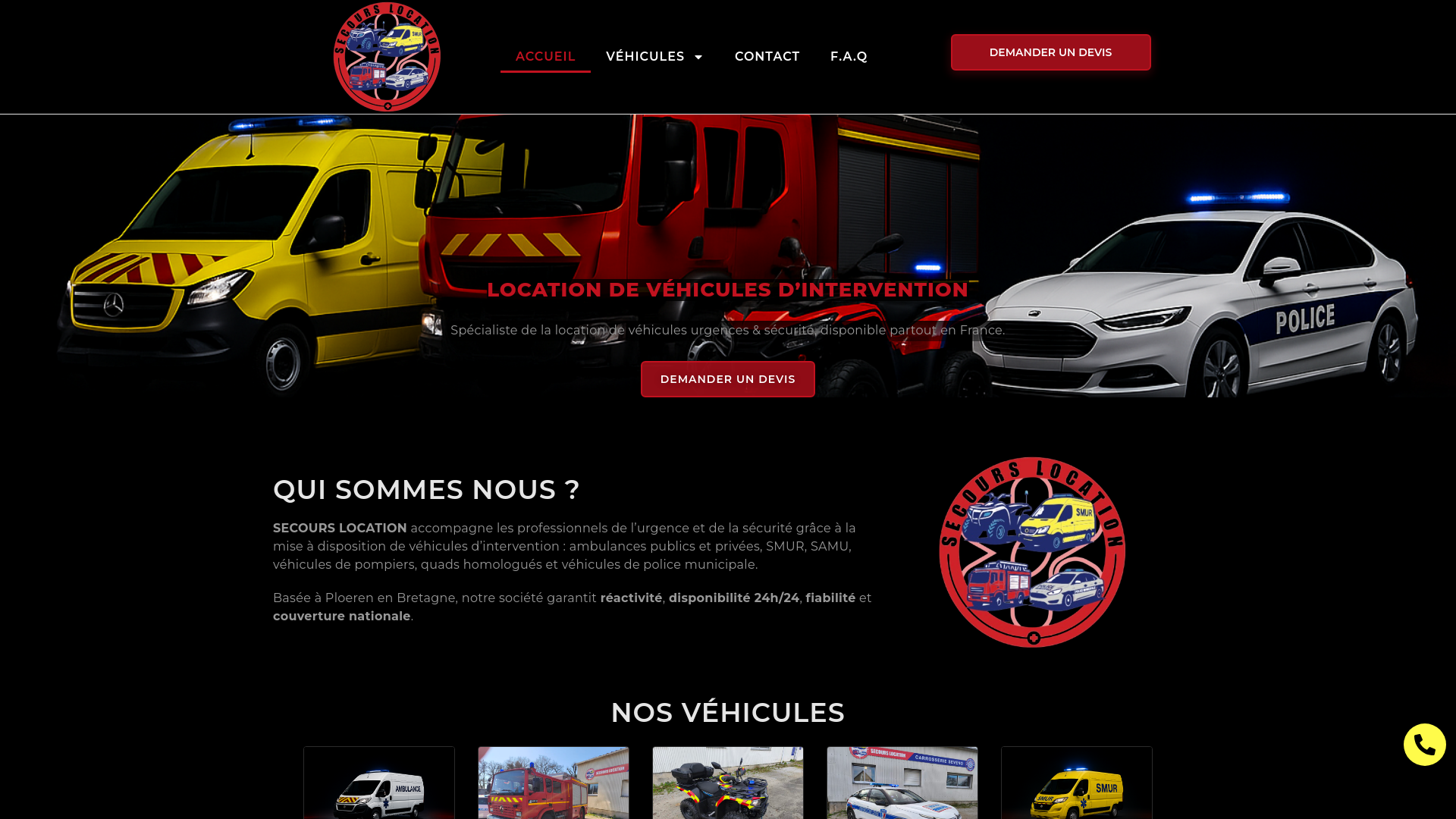 LOCATION DE VÉHICULES D’INTERVENTION