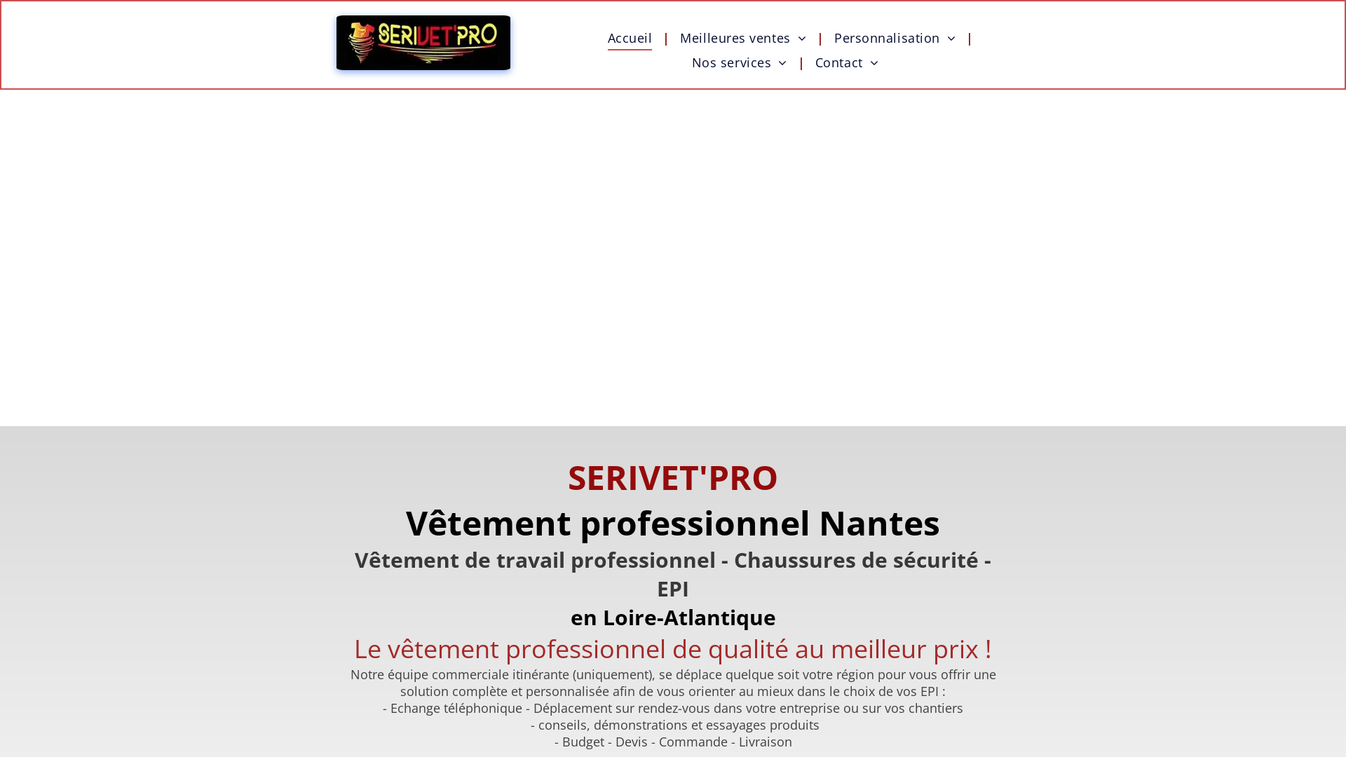 Capture d'écran de SERIVET'PRO – vente de vêtement professionnel et chaussures de sécurité aux entreprises, sur devis gratuit. Consultez notre catalogue de vêtement de travail, chaussures de sécurité, EPI - 
