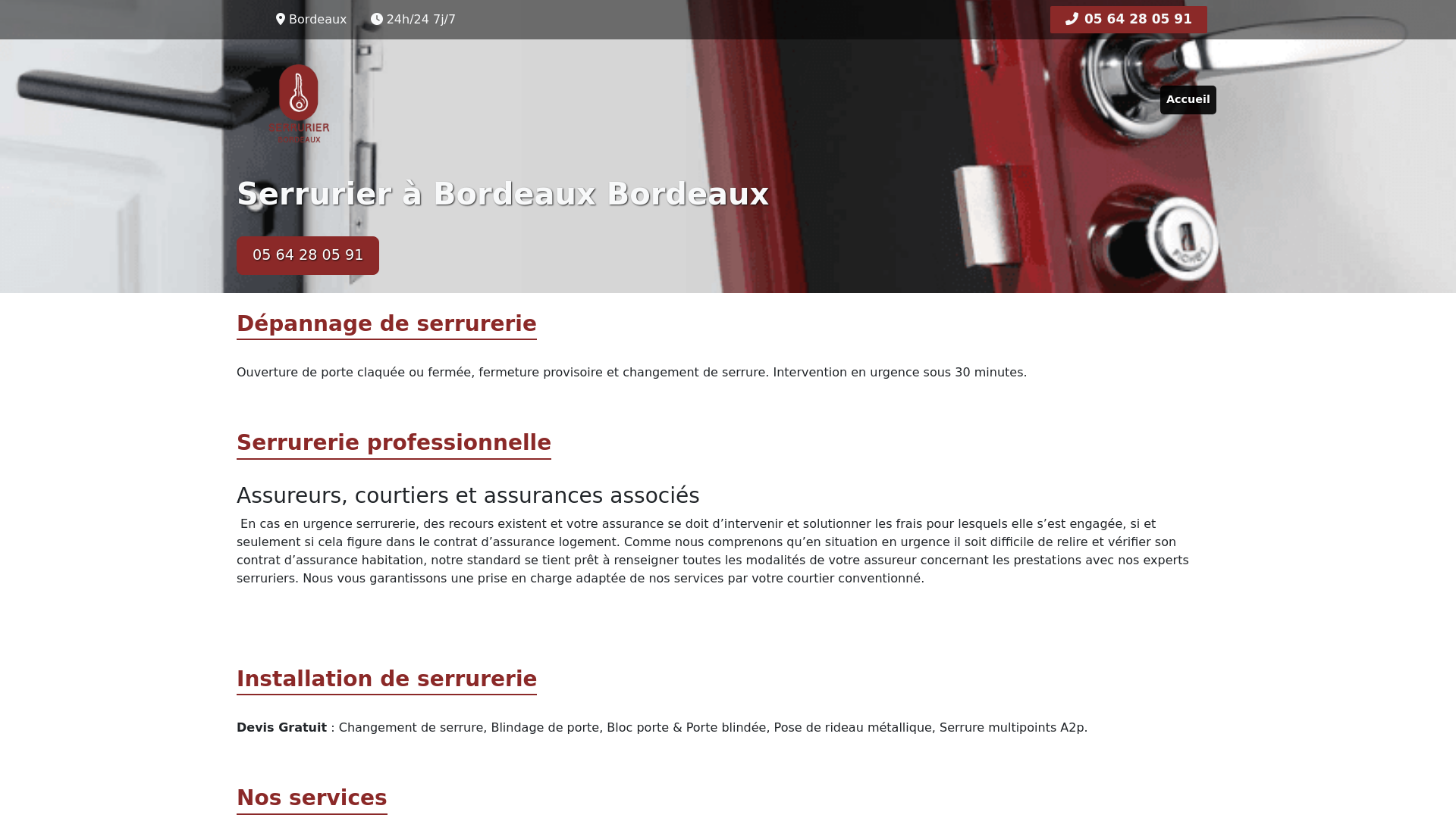 Capture d'écran de Serrurier Bordeaux 06.22.07.10.80