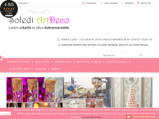 Soledi ArtDeco est une entreprise française et familiale, spécialisée dans la vente de produits de grande qualité dédiés à la décoration évènementielle et aux loisirs créatifs.