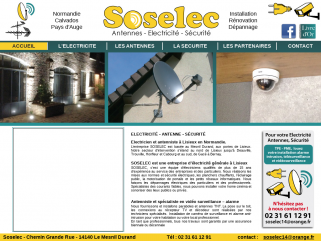 Site internet de la société sos elec , sos anatennes du pays d'auge.services d'éléctricité générale , neuf et rénovation, alarme, vidéosurveillance , pays d'auge et côte fleurie