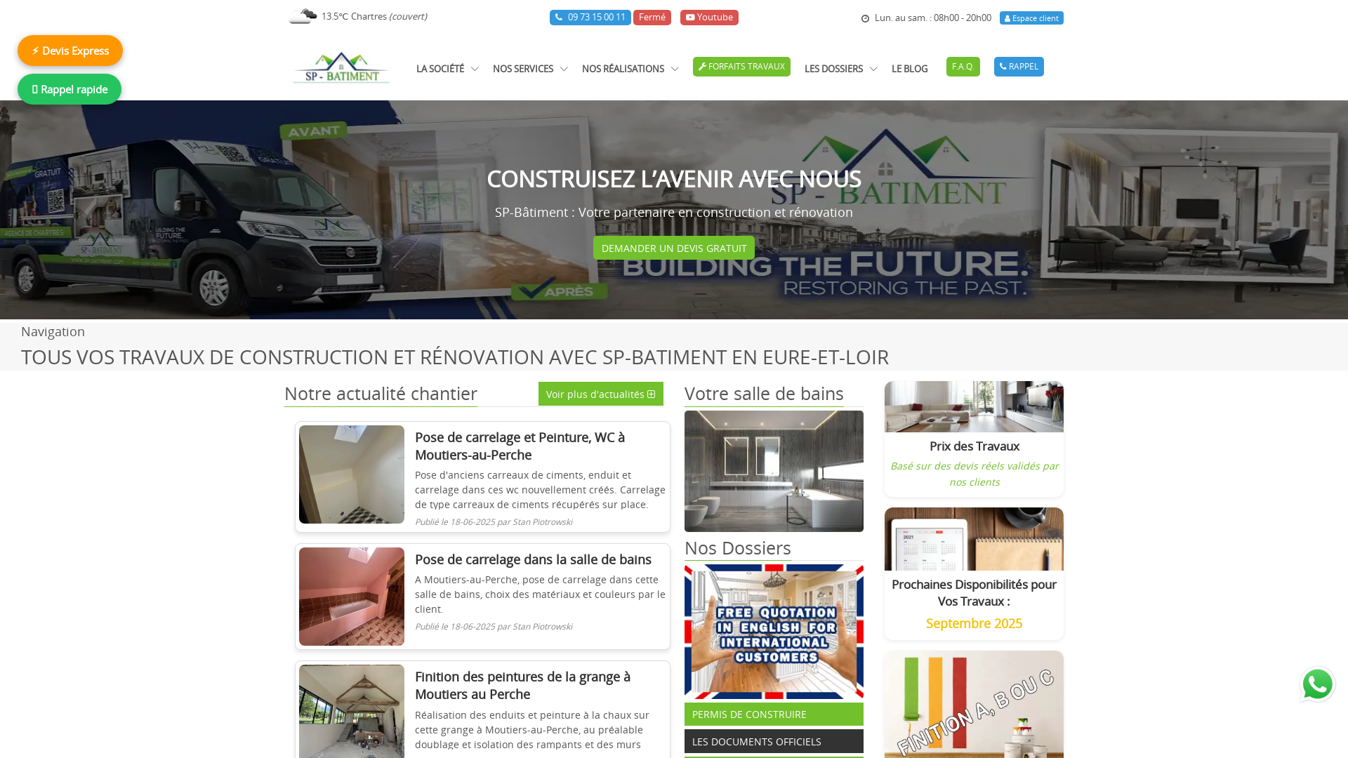 Capture d'écran de SP - Bâtiment, spécialiste des travaux de rénovation de l'habitat