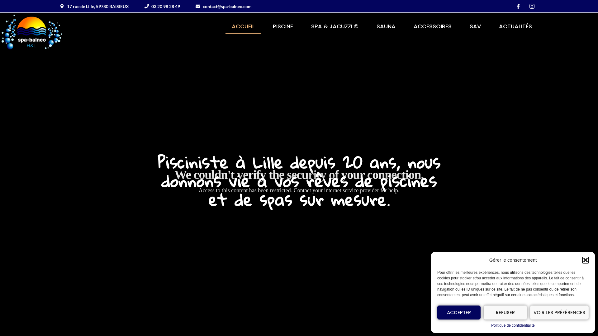 Capture d'écran de Vente spa Nord, achat sauna 59, installation baignoire balneo Lille, installateur piscine 62, jacuzzi ® Pas de Calais, baignoire balneo Arras, hydromassage Arras : Spa-balneo.com