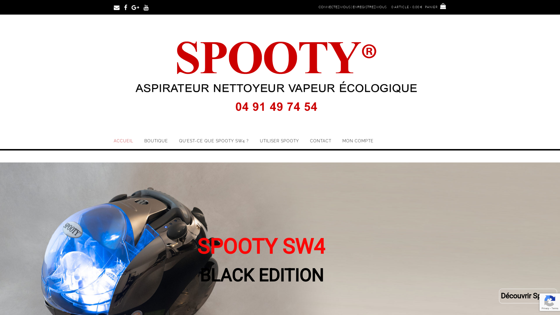 Capture d'écran de Spooty.fr vente de nettoyeur aspirateur vapeur