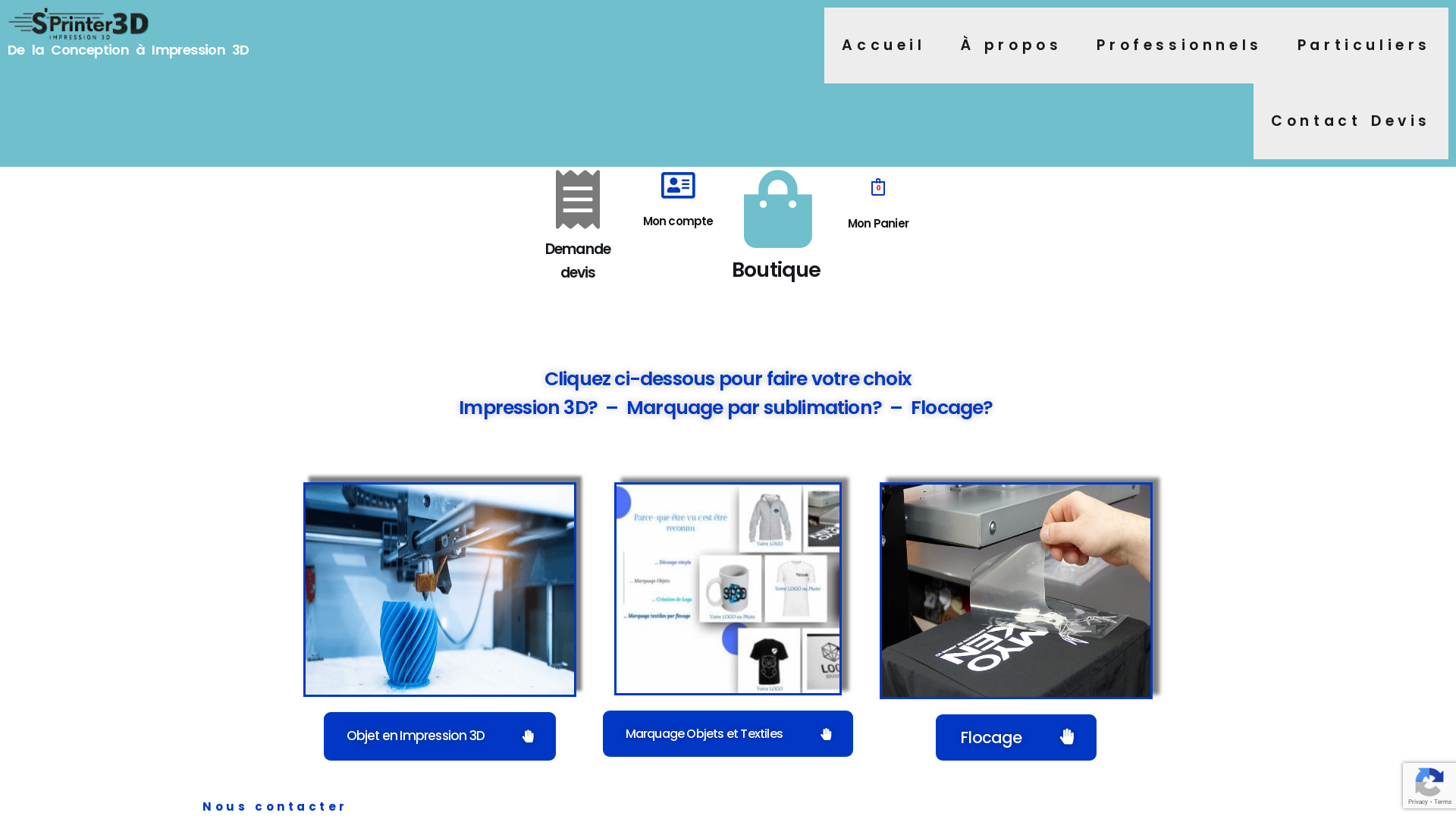 Capture d'écran de Bienvenue dans la boutique S'Printer 3D. 