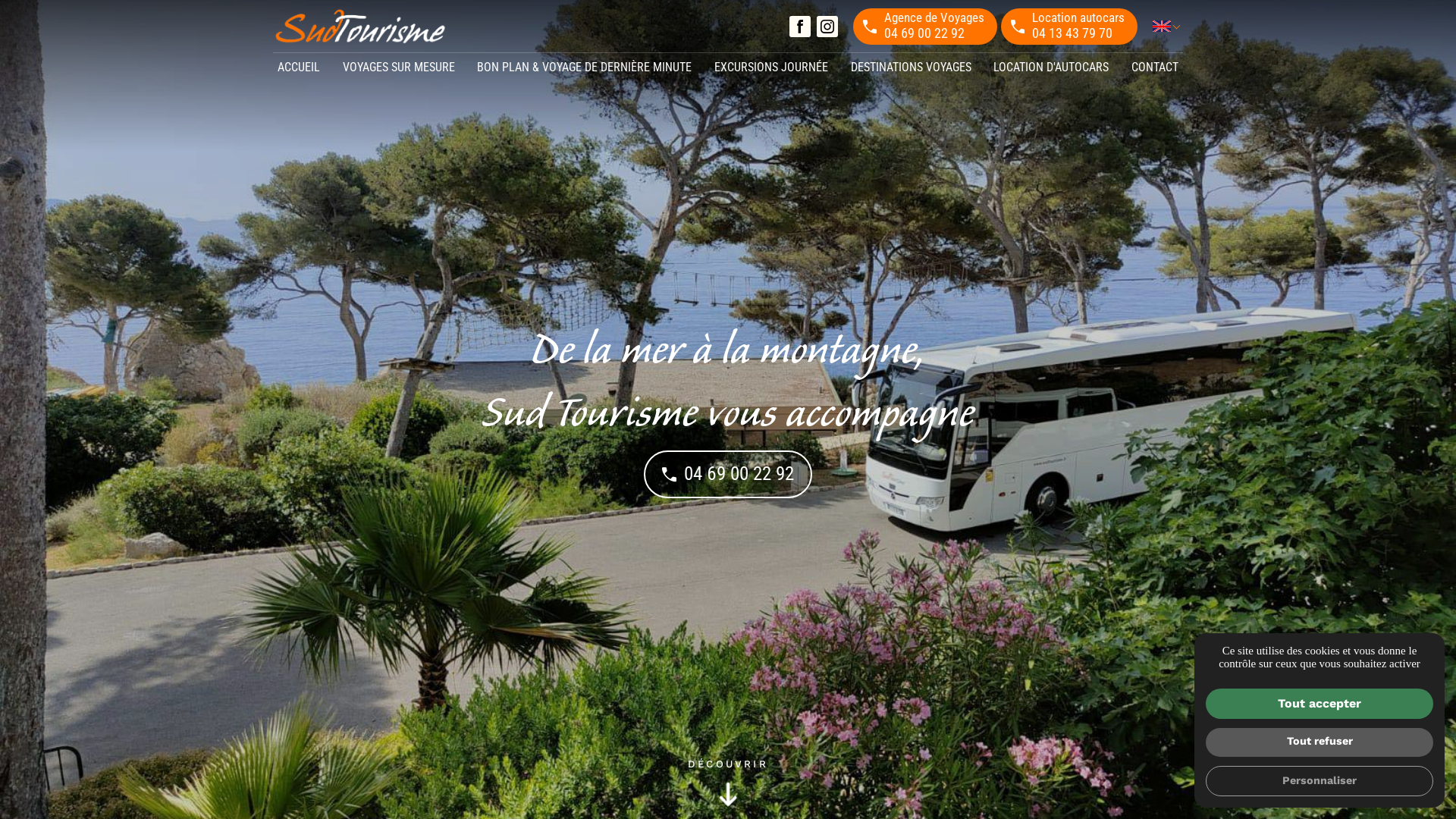 Capture d'écran de SUDTOURISME - Voyages Autocar Grand Tourisme - Tourisme France