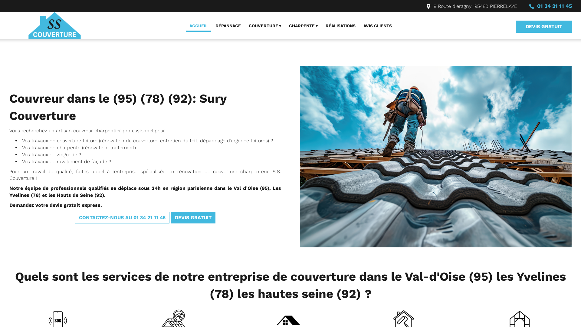 Capture d'écran de Sury Couverture: Spécialiste des Travaux de Couverture, Charpente et Ravalement de Façade dans les Yvelines, les Hauts-de-Seine, et le Val d'Oise