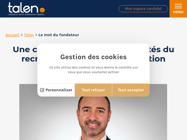 Capture d'écran de Cabinet de recrutement BTP Paris – Chasse de tête cadres et dirigeants | Talen