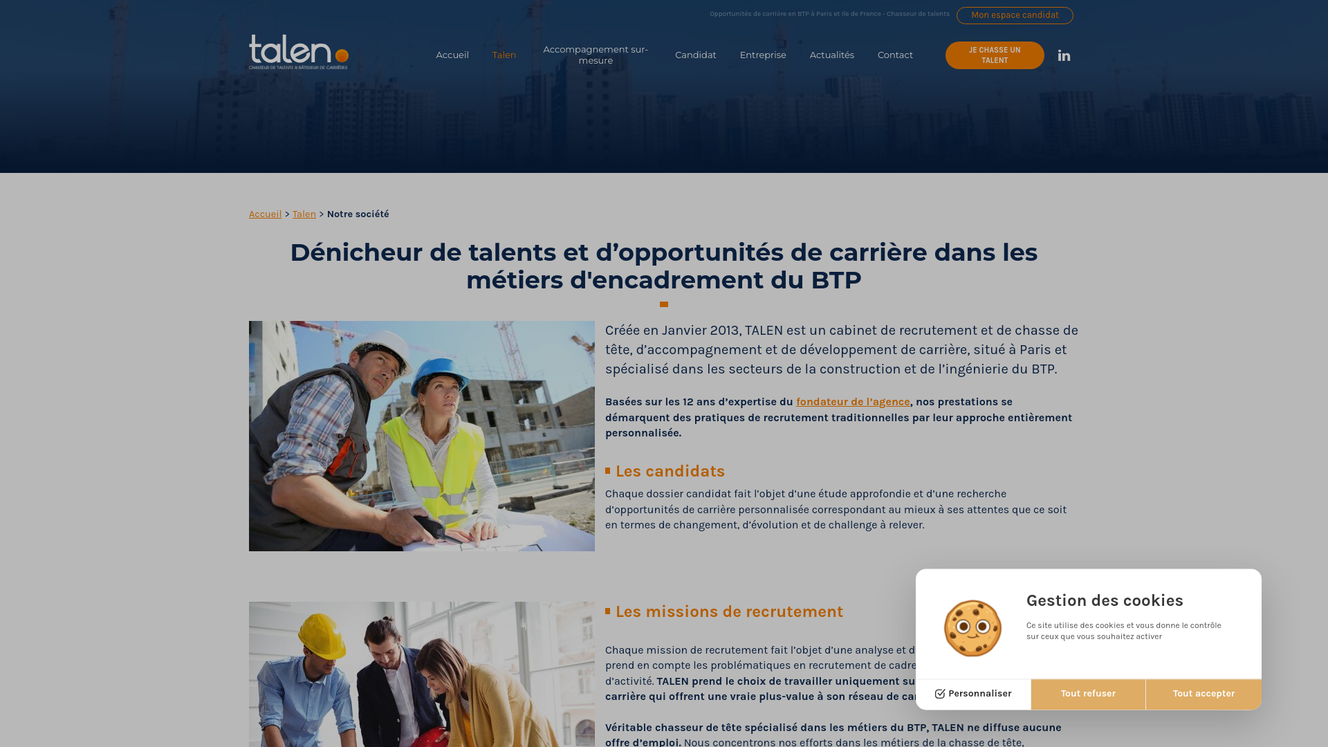 Capture d'écran de Dénicheur de talents et d’opportunités de carrière dans les métiers d'encadrement du BTP