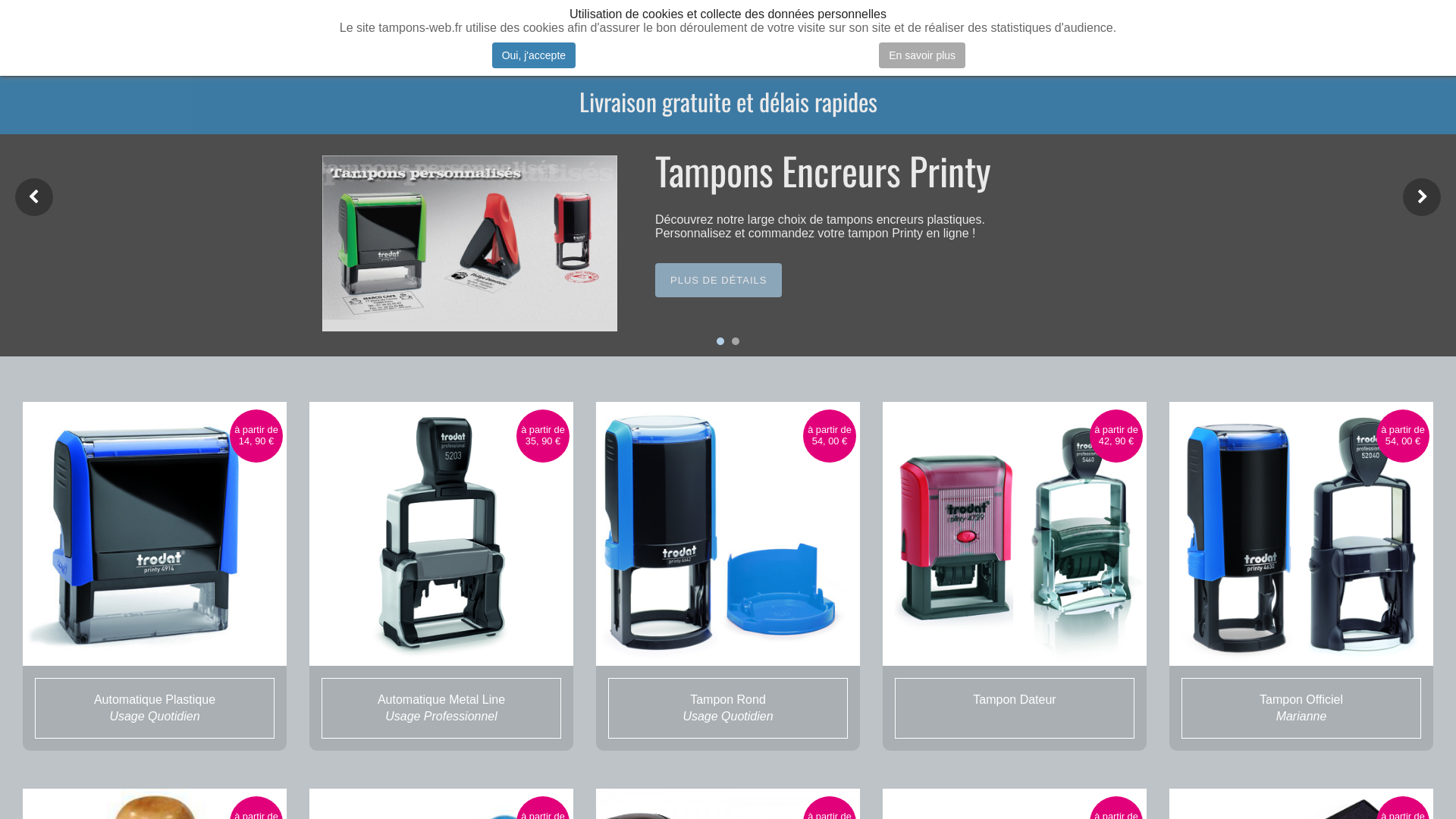 Capture d'écran de Fabrication de tampon encreur
tampon de bureau, trodat et colop
plaque de boite au lettre
plaque professionnelle