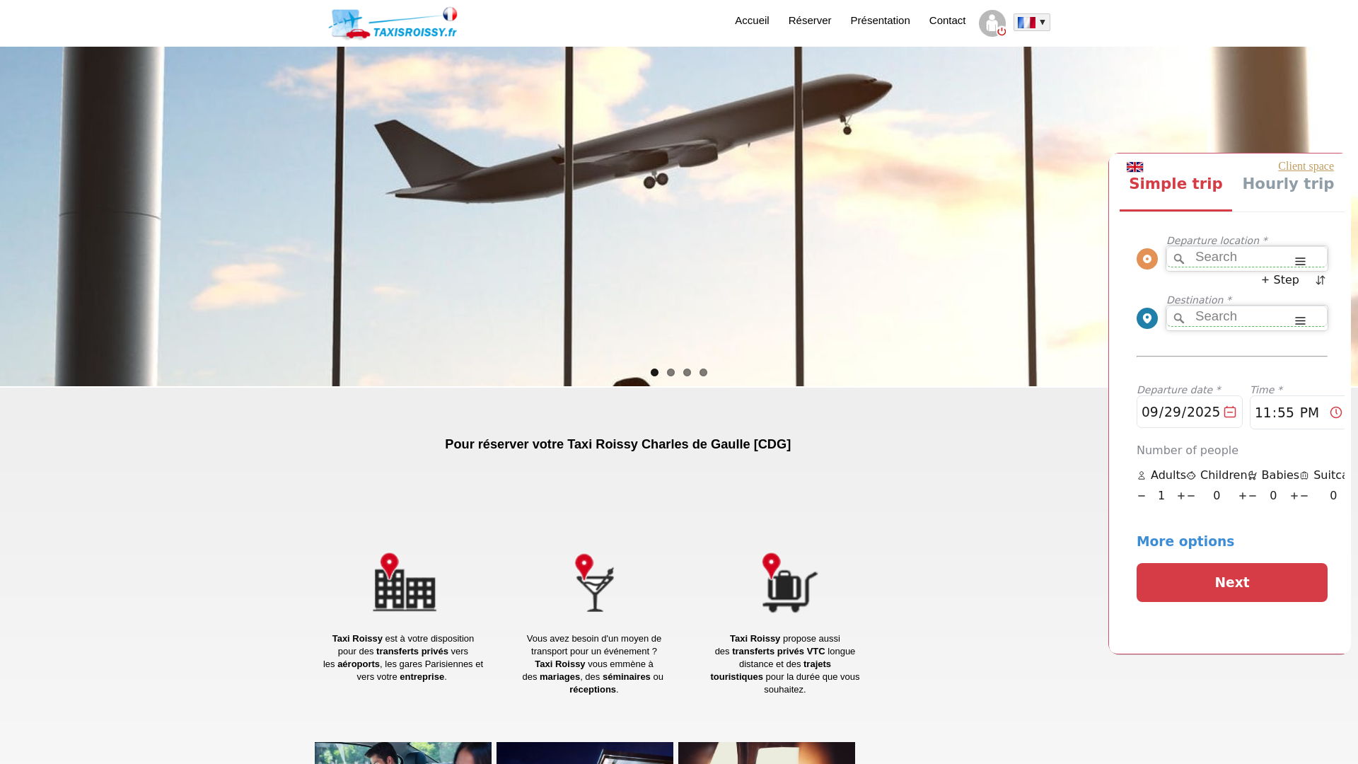 Capture d'écran de Taxi roissy Moins cher