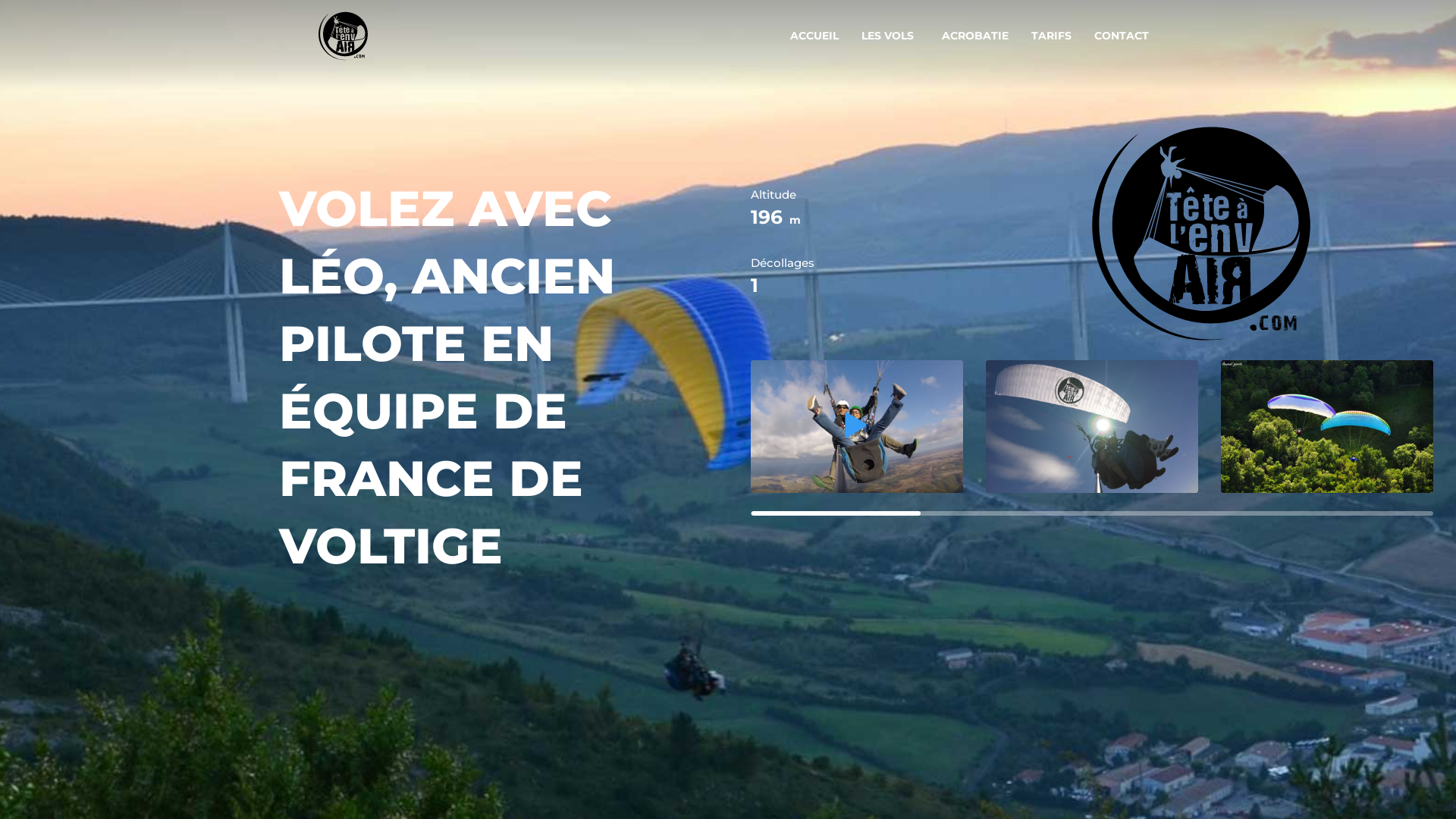 Capture d'écran de  Tête à l'envAIR : Vols baptêmes en parapente biplace à Millau