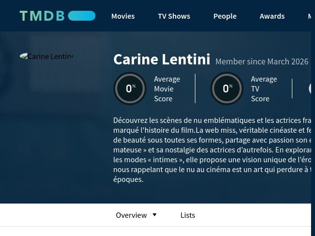 Carine Lentini est membre de TMDB depuis mars 2026.