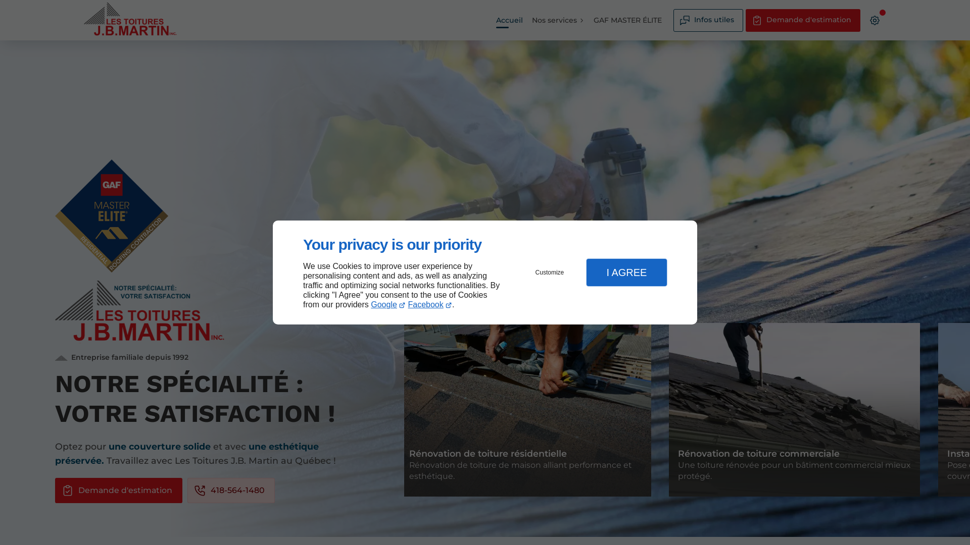 Capture d'écran de Les Toitures J.B. Martin inc.