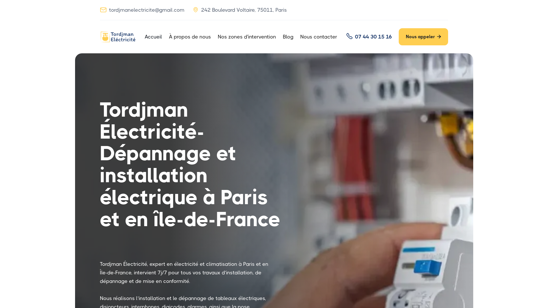 Capture d'écran de TORDJMAN ELECTRICITE